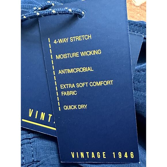 VINTAGE 1946 Board Shorts 4-Way Stretch Quick Dry Pockets Navy Blue Men's M NWT - Picture 8 of 9